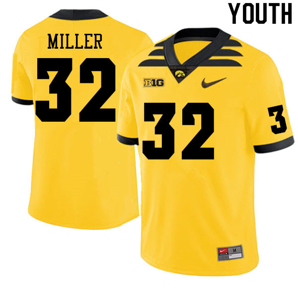 Youth #32 Eli Miller Iowa Hawkeyes College Football Jerseys Sale-Gold